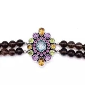 🌟Nicky Butler 925 Silver Aqua Quartz Garnet Citrine Amethyst Bracelet Brand NEW